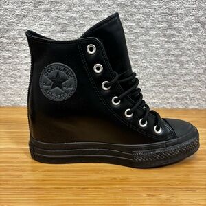 Converse Chuck Taylor All Star Wedge Platform Hi Black Leather Sz 7 A12827C NEW
